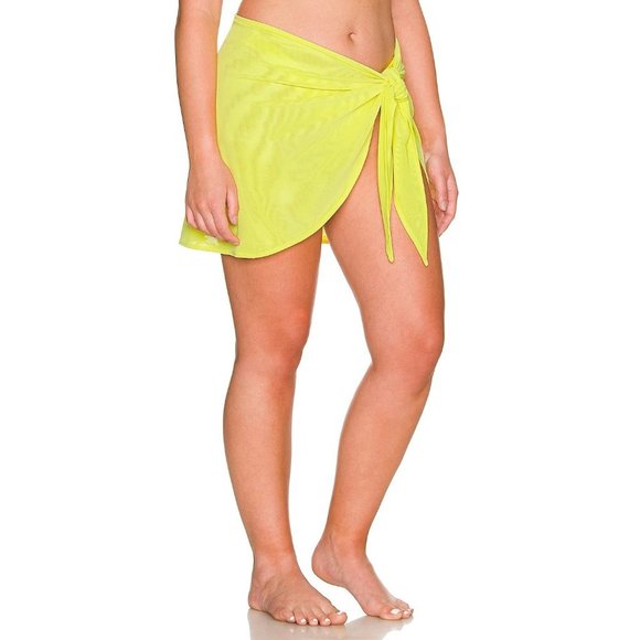 Good American Swim Leg Daze Sarong Mesh Tie Waist Electric Yellow 5/8 2XL-5XL - Picture 1 of 6